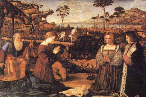 Vittore Carpaccio Holy Family and donors oil painting picture